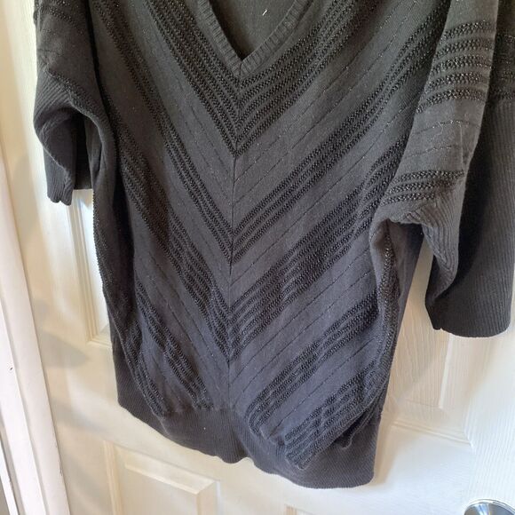 Lane Bryant Blouse Women’s Size 22/24 3/4 Sleeve V Neck Black Chevron Light - Picture 4 of 12